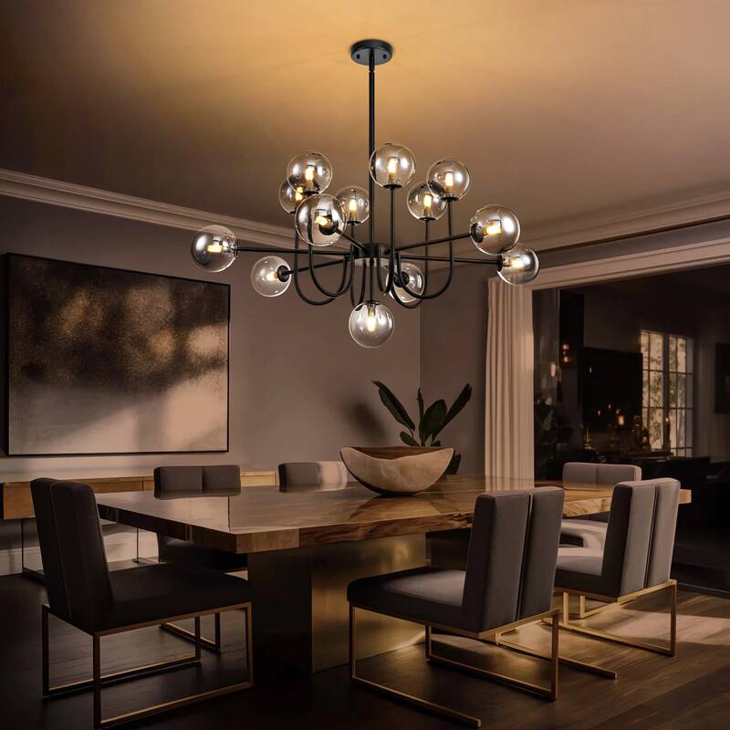 13-Light Mid-Century Modern Sputnik Cluster Pendant Lighting Magic Bean Glass Globe Bubble Chandelier