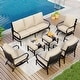 preview thumbnail 45 of 66, MAISON ARTS 5/7/9-Seat Patio Conversation Set, Outdoor Sofa Set with Single Sofa Chairs, 3-Seater Sofa, Ottoman and Coffee Table 7-Piece - Set 3