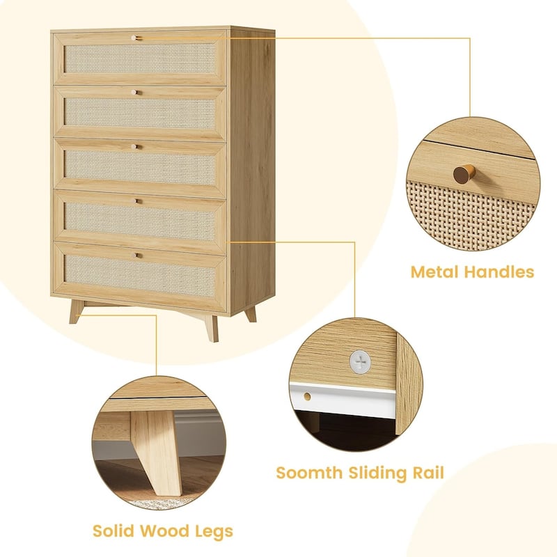 Rattan Dresser for Bedroom with Drawer Dressers & Chests of Drawers