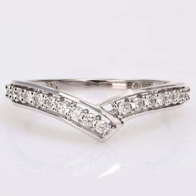 Miadora 1/3ct TDW Diamond Contour Stackable Anniversary Wedding band in 10k White Gold