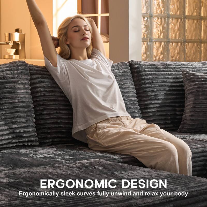 OVIOS All-Foam Cloud L-Shaped Lounger Sofa​ ​​With Ottoman​