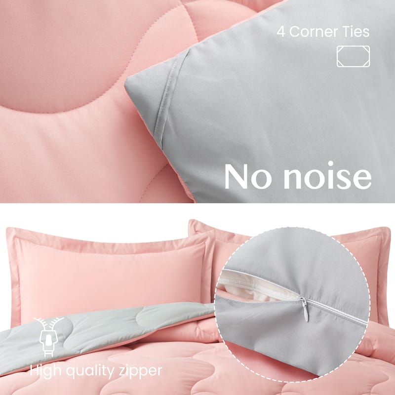 Lightweight Reversible Microfiber Down Alternative Comforter Set