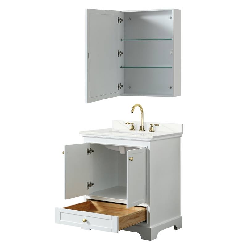 Deborah 30-inch Single Vanity, Quartz Top, Medicine Cabinet