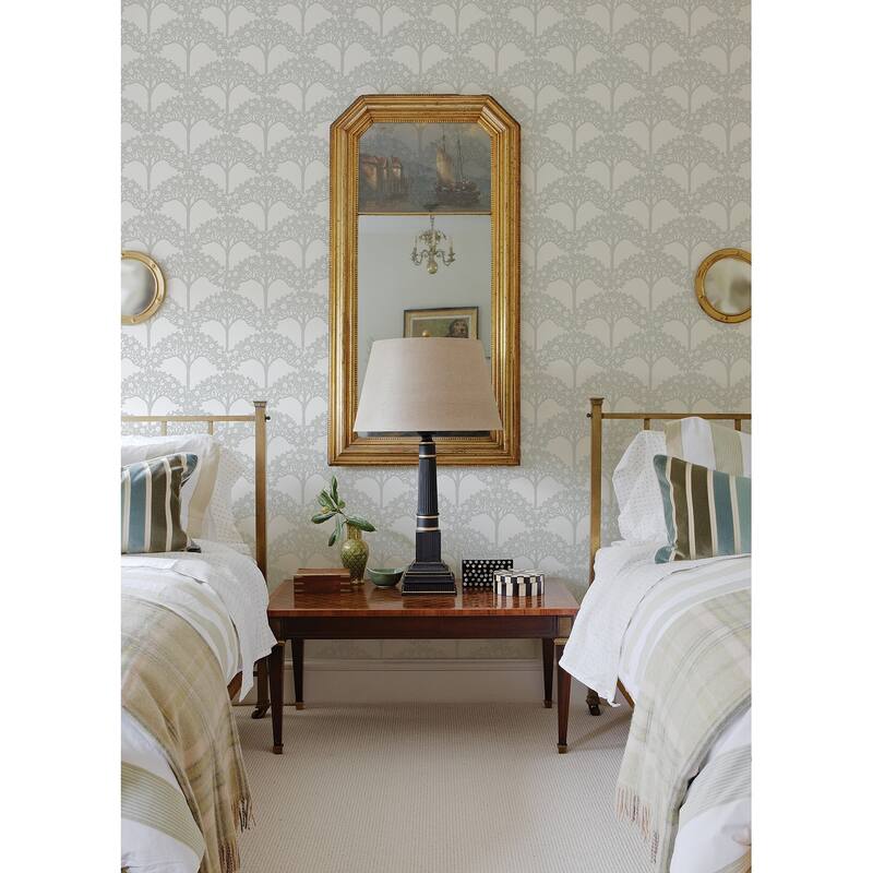 A-Street Prints Dawson Light Grey Magnolia Tree Wallpaper