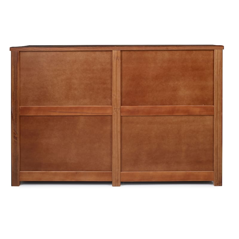 Platform Bed with Storage - Solid Pine Wood Bed Frame, 6 Drawers, Antique Walnut Finish, Modern Bedroom Furniture