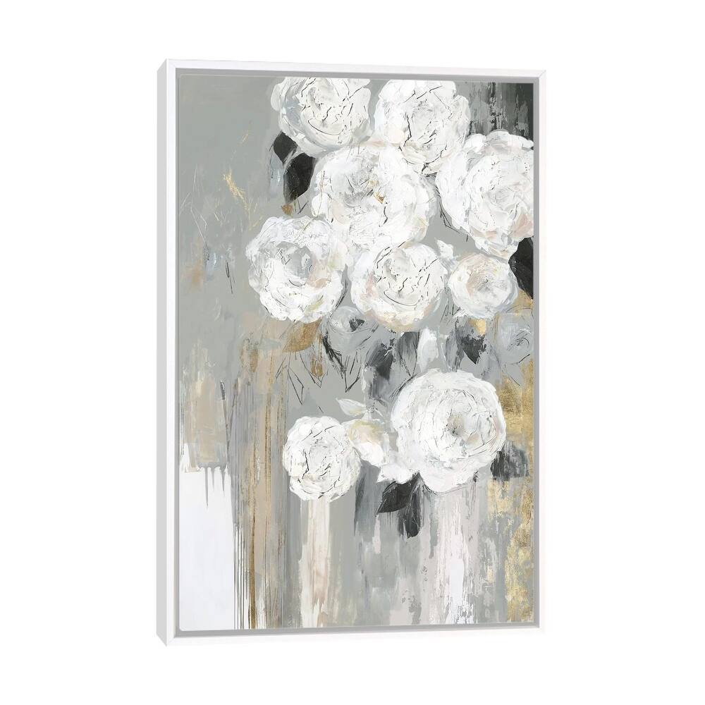 iCanvas "Cascading Gray " by Asia Jensen Framed Canvas Print