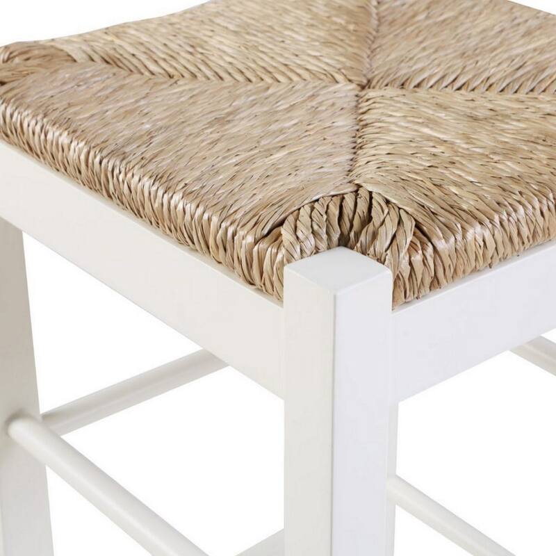 Square Wooden Frame Counter Stool with Hand Woven Rush - 24 H x 14.5 W x 14.5 L Inches