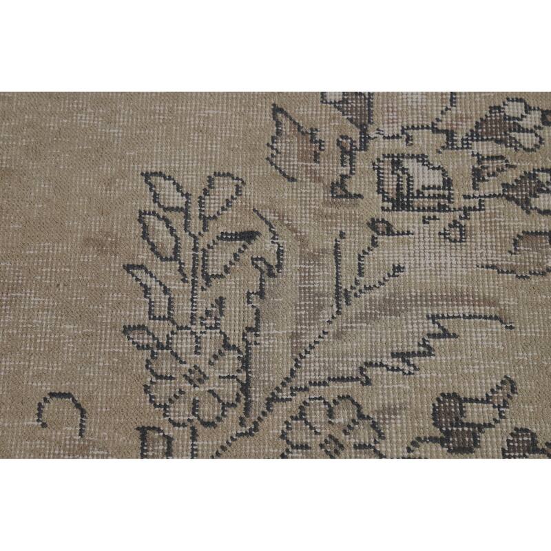 Traditional Tabriz Persian Vintage Beige Wool Carpet - 9'6" x 12'7"