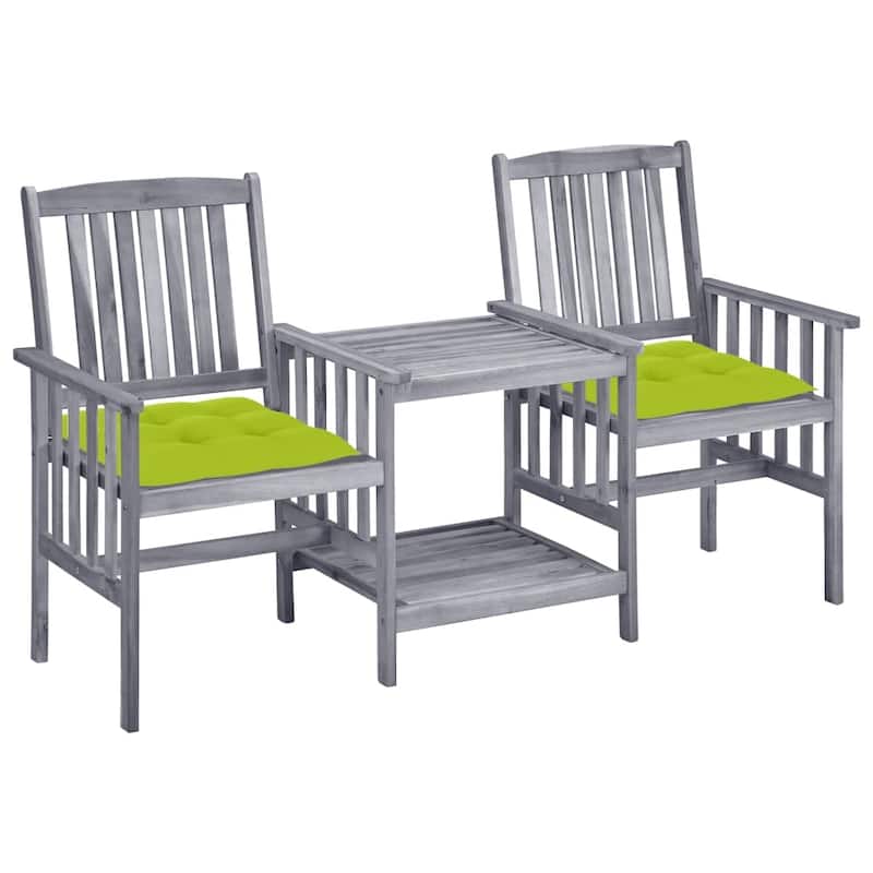 vidaXL Patio Bistro Set Table and Chairs Conversation Set Solid Acacia Wood - 62.6" x 24" x 36.2" - Bright green