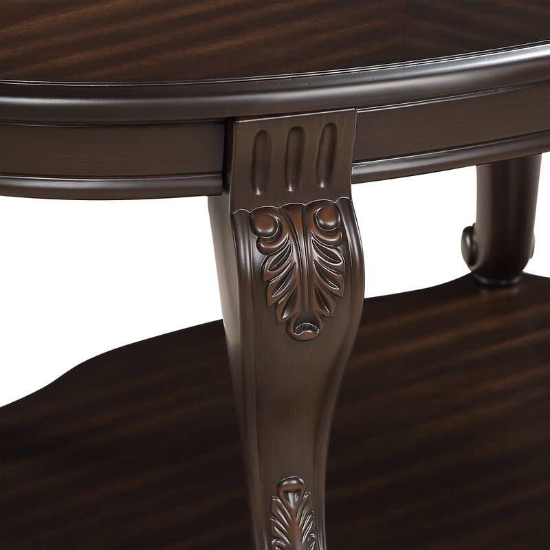 Espresso Coffee Table Sofa Side Table End Table with Bottom Shelf, Simple Center Table Cocktail Table