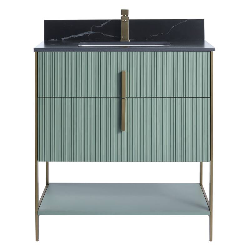 Fine Fixtures Serenity Modern Bathroom Vanity with Black Sintered Stone Top