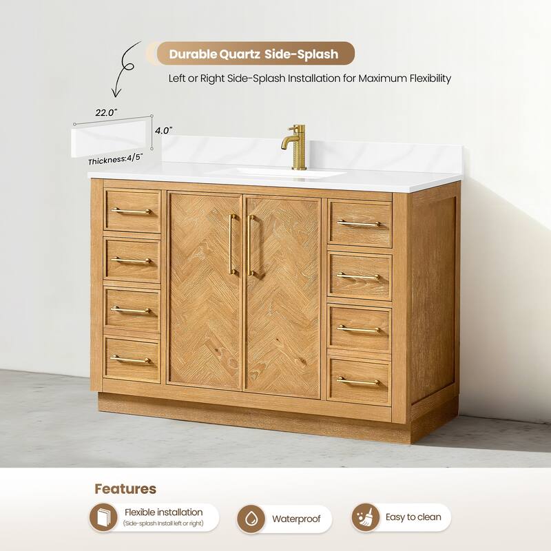 Jakarta Bath Vanity with Quartz Stone Top without Mirror
