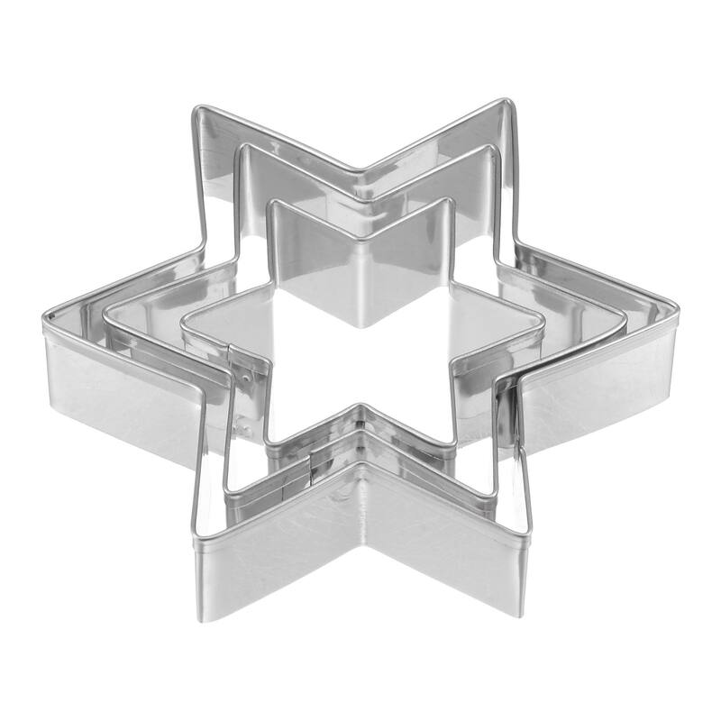 3pcs Cookie Cutters, Star Shaped Stainless Steel Biscuit Cookie Cutter - Silver