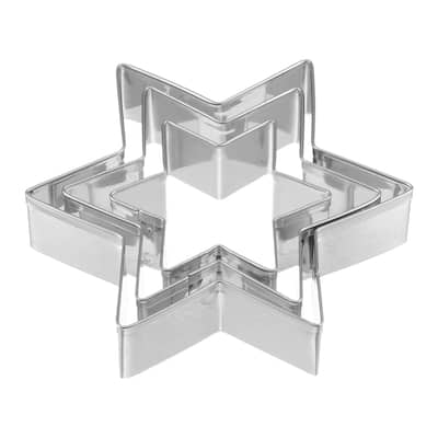 3pcs Cookie Cutters, Star Shaped Stainless Steel Biscuit Cookie Cutter - Silver