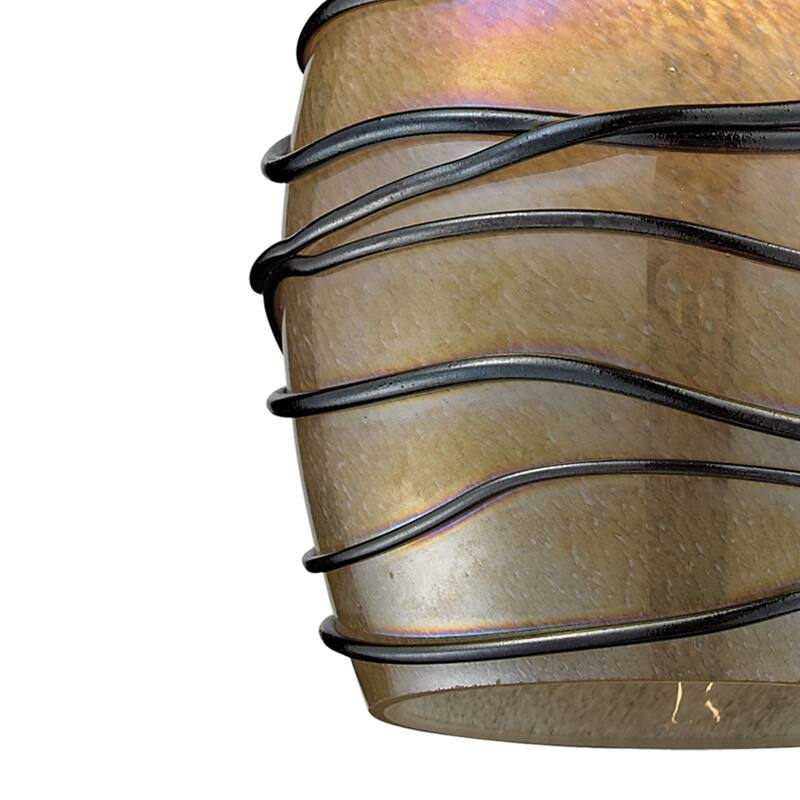 Vines 5-inch Wide 1-Light Pendant in Satin Nickel and Colored Glass - 5 in. Wide