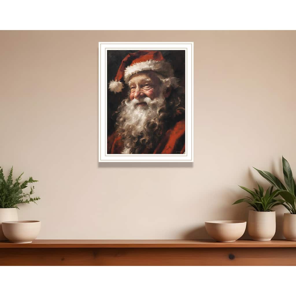 HomeRoots Old World Santa Claus White Framed Wall Art