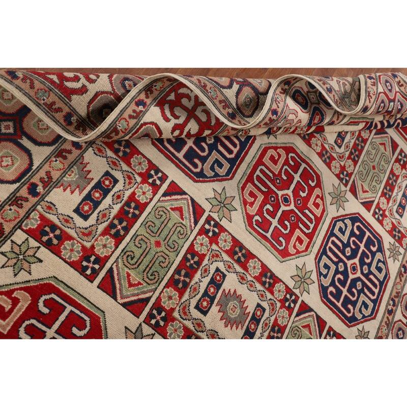 Geometric Kazak Oriental Area Rug Handmade Dining Room Wool Carpet - 6'6" x 10'0"