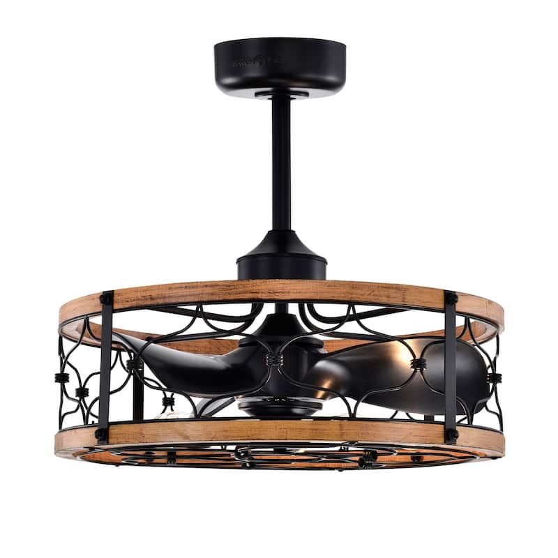 Cornelia 24 Inch Farmhouse Matte Black Finish Fandelier with Remote - N/A