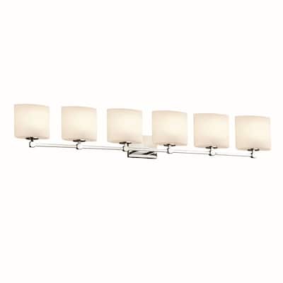 Justice Design Fusion Tetra 6-Light Bath Bar, Opal Oval Shade