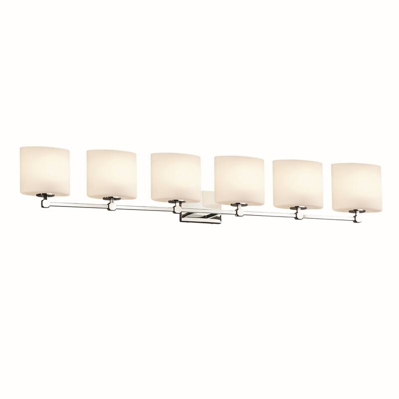 Justice Design Fusion Tetra 6-Light Bath Bar, Opal Oval Shade - Matte Black