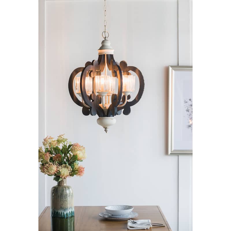 Wood Chandelier 6 - Light Farmhouse Pendant Lighting Natural Wood Hanging Light Fixture for Kitchen Living Dining Room