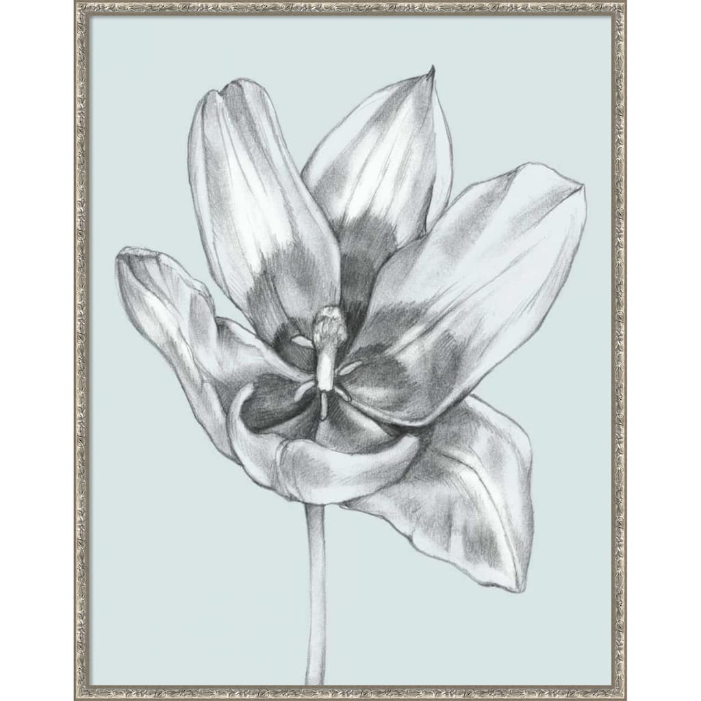 Silvery Blue Tulips No. 2 by Jennifer Goldberger Wood Framed Wall Art Print