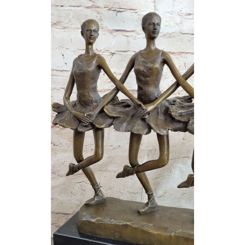 Four Ballerina Ballet Dancers Line Dancing Bronze Sculpture Statue Original Art