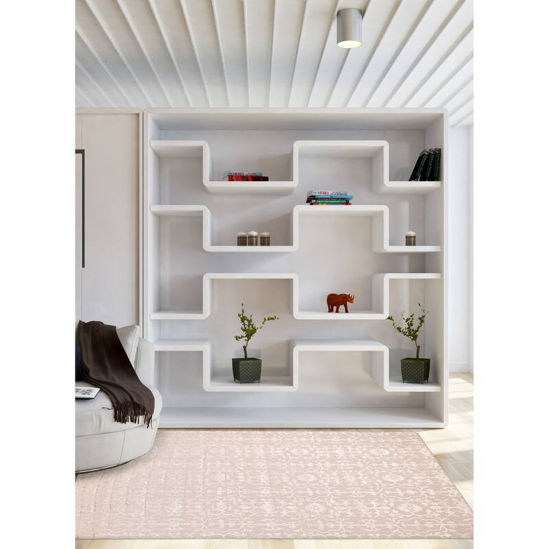 ECARPETGALLERY Hand Loomed Elysian Taupe Viscose, Wool Rug - 8'0 x 11'0