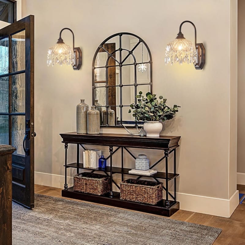 1 Pack wall sconce black bathroom light Crystal, glass, metal wall light