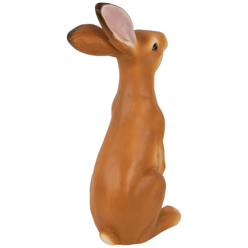 Standing Curious Bunny Outdoor Garden Statue - 19"