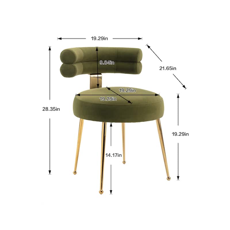 Velvet Upholstered Tubulous Side Dining Chair with Golden Legs(set of 2)