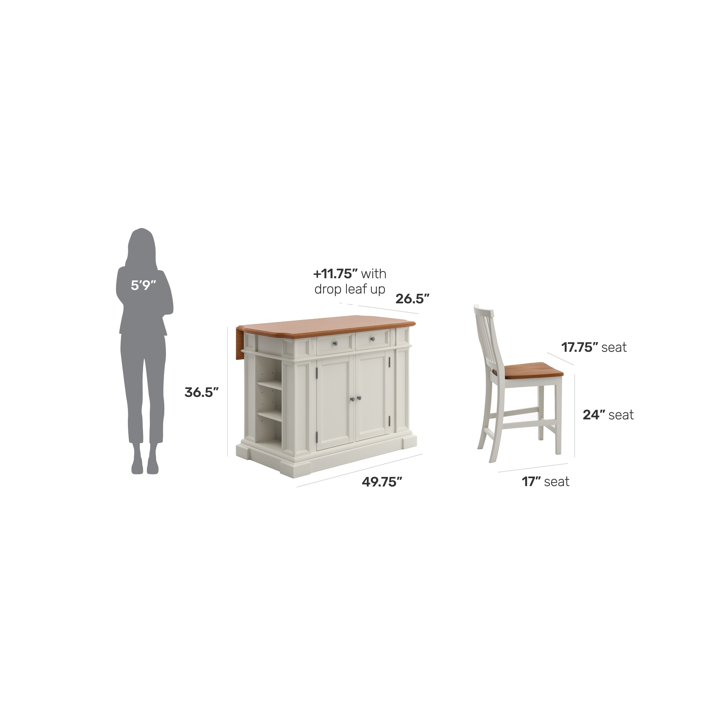 Home styles monarch kitchen island with two stools best sale