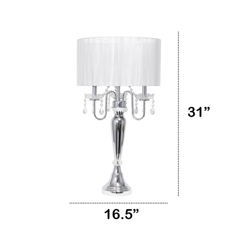 Lalia Home 31" Chrome Cascading Crystal Table Lamp - 31