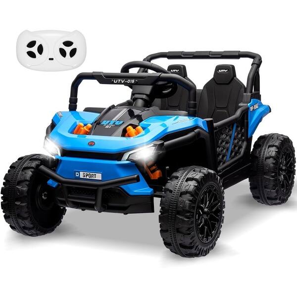 slide 2 of 28, 12V Electric UTV Car Ride on Truck with Toy Storage Remote Control Blue