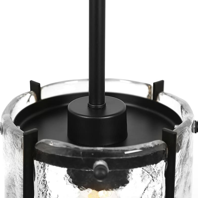 Modern Black 1-Light Handcrafted Glass Pendant Light for Kitchen Island - Dia. 6.7" x H 9.1"
