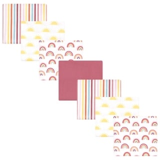 Hudson Baby Girls Cotton Flannel Receiving Blankets Bundle, Sunshine And Rainbows, One Size - Sunshine And Rainbows - One Size