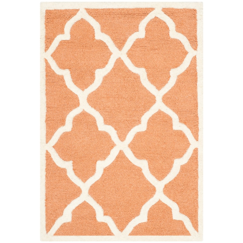 SAFAVIEH Handmade Cambridge Tinca Modern Moroccan Wool Rug - 2' x 3' - Coral/Ivory