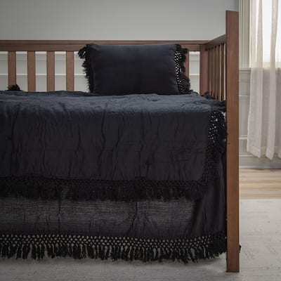 Rizzy Home Tatum Solid Fringe Crib Quilt - 38" X 50"