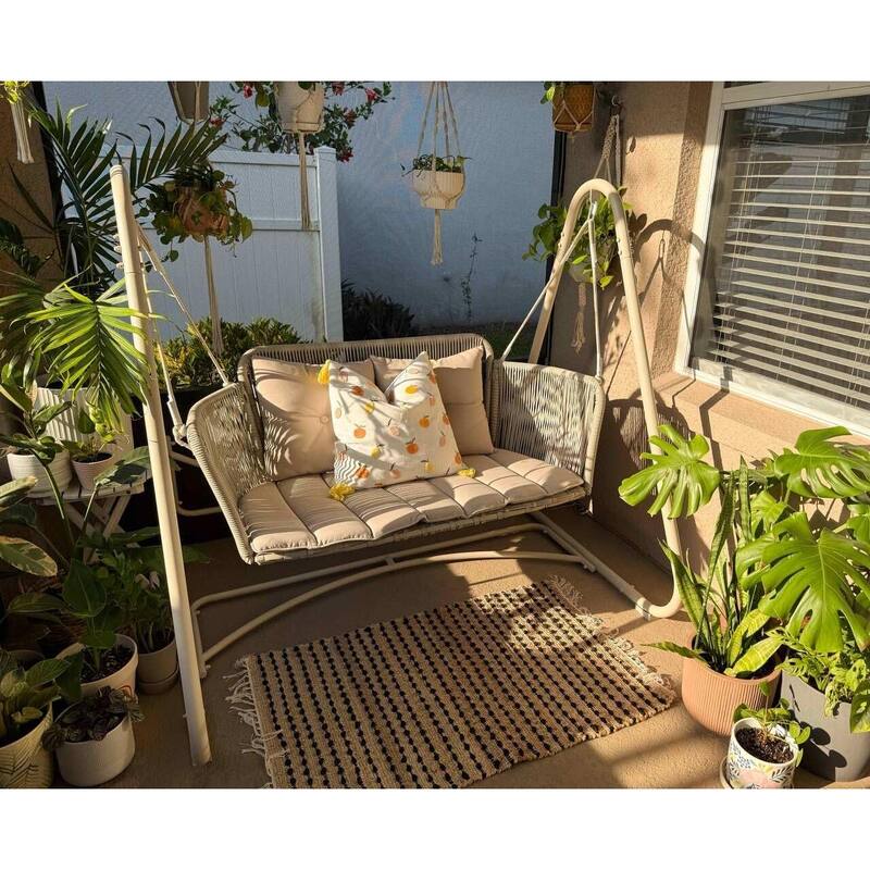 PURPLE LEAF Cloud Swing Chair Indoor Outside Backyard Garden Outdoor Hammock Porch Swing, Cushion and Pillows Included