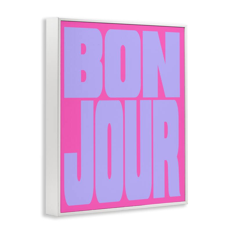 Stupell Bonjour Pink & Blue Framed Giclee Art Design By House of Lulu