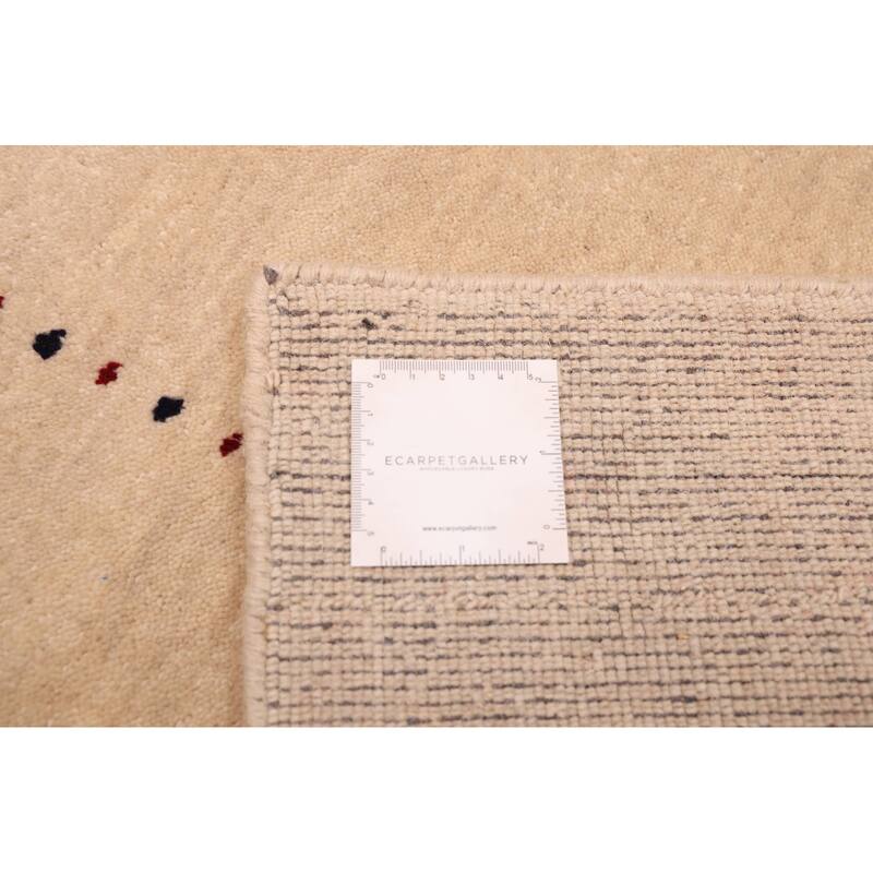 ECARPETGALLERY Hand Loomed Kashkuli Gabbeh Ivory Wool Rug - 4'10 x 7'10