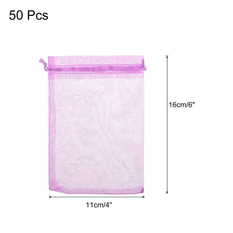 50pcs Organza Bags Drawstring Favor Pouches Sheer Mesh Bag for Gift