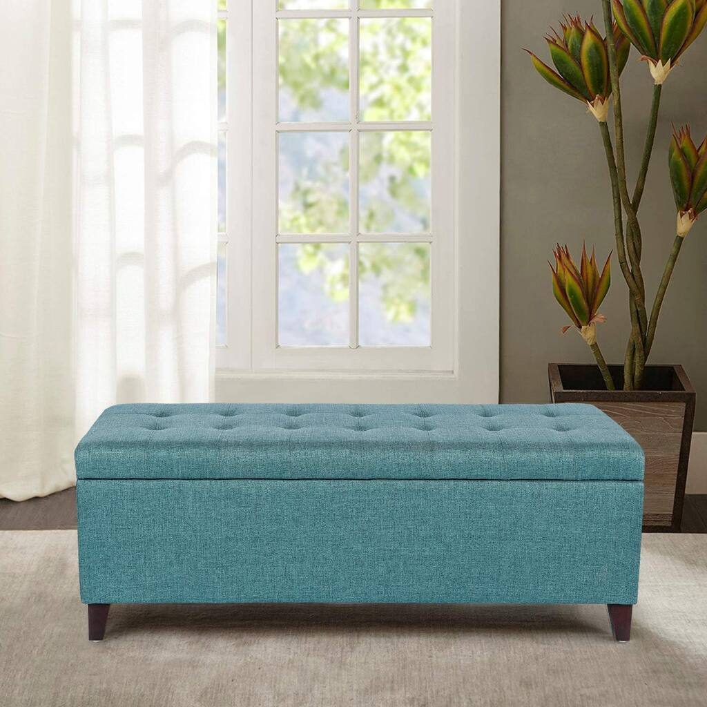 Copper Grove Joaquin Turquoise Blue Fabric Storage Ottoman Bench