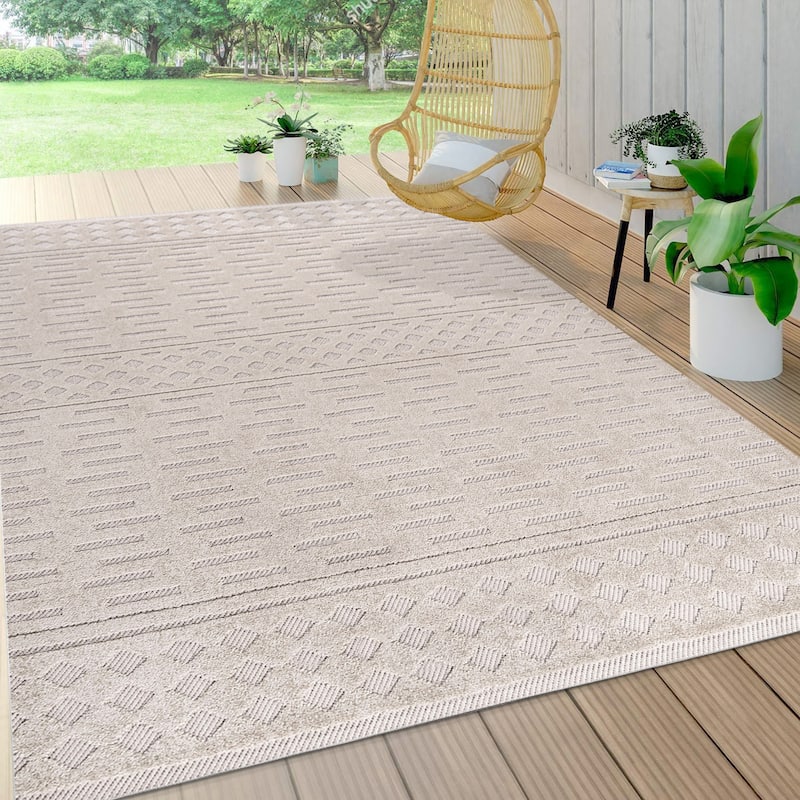 JONATHAN Y Rabat High-Low Pile Moroccan Geometric Indoor/Outdoor Area Rug