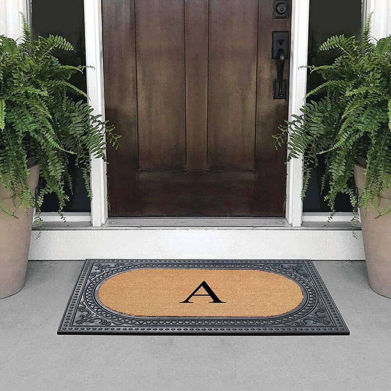 A1HC First Impression Carson Rubber and Coir 24" X 39", Heavy Duty, Easy to Clean Outdoor Monogrammed Doormat