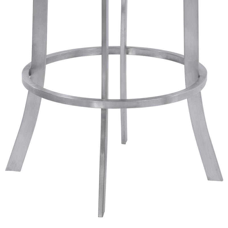 Faux Leather Counter Height Swivel Bar Chair with Silver Frame