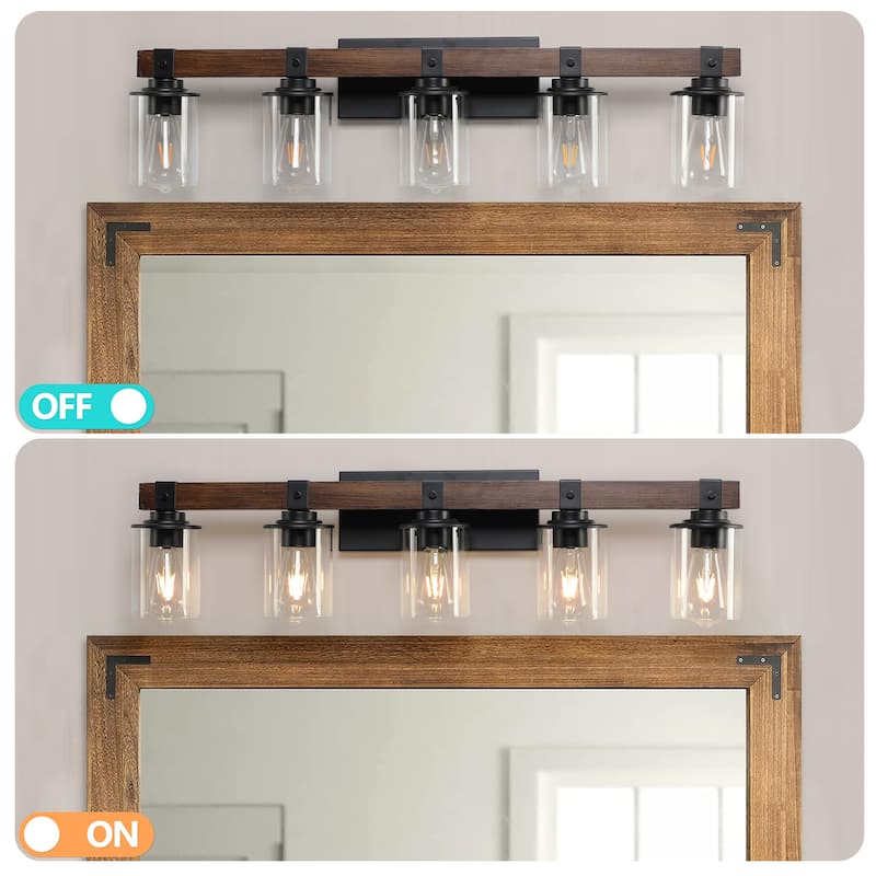 Modern Design 5-Lights Farmhouse Vanity Lights Fixture Rustic Bathroom Light Fixture Bathroom Sconce (No Bulbs)