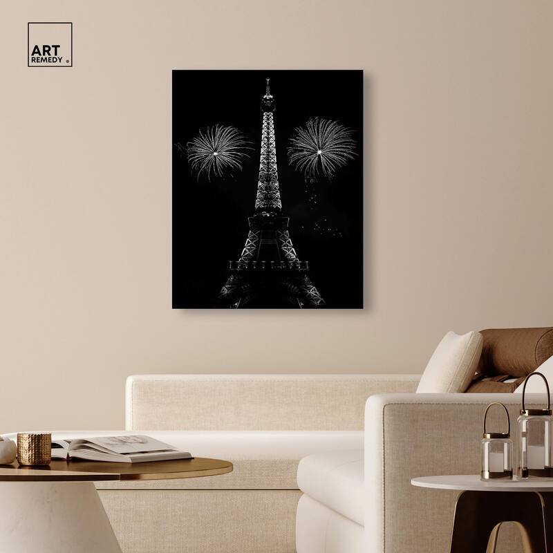 Fireworks Over Paris Canvas by Art Remedy, Gallery Wrapped
