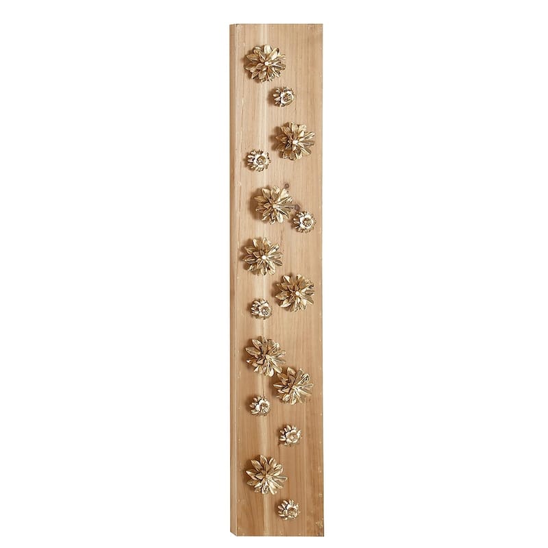 Wood Floral Wall Decor - Gold - Roche River Decor