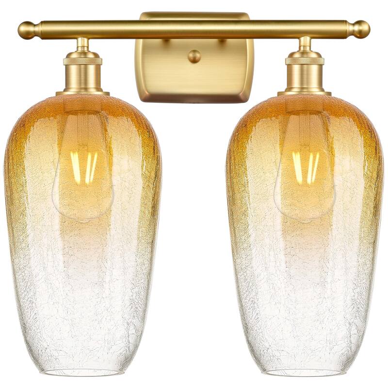 Innovations Lighting Endless Possibilities Ballston - Brookhaven Flute - 2 Light 17" Bath Vanity Light - Satin Gold/Amber